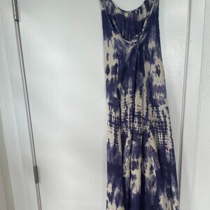 Billabong Tie‎ Dye Maxi Dress, Adjustable Spaghetti Straps, Purple and White, S